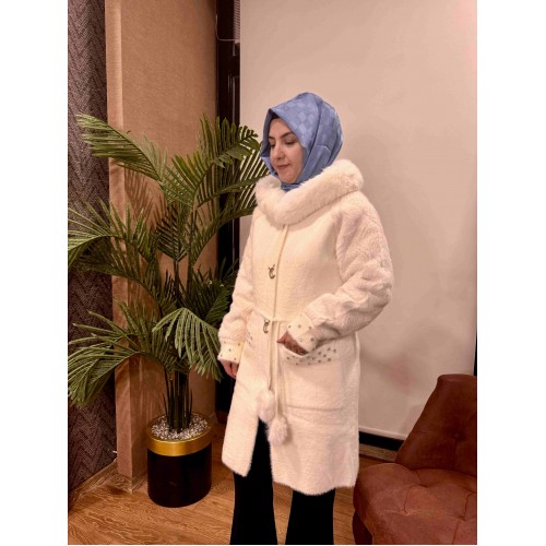 Angora Beyaz İthal Ceket 